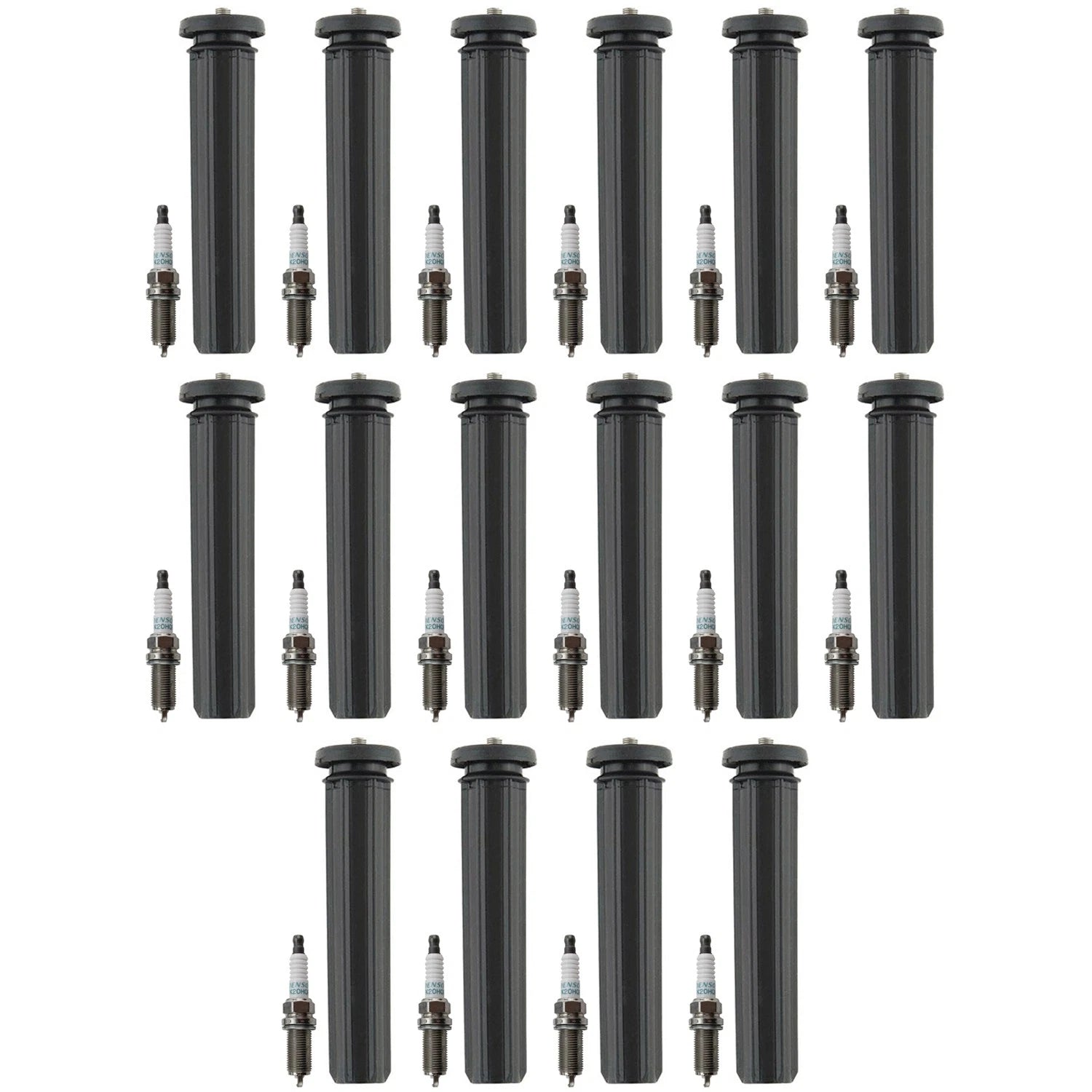 Set of 16 Denso Iridium Spark Plugs & Coil Boots for Challenger (2015)