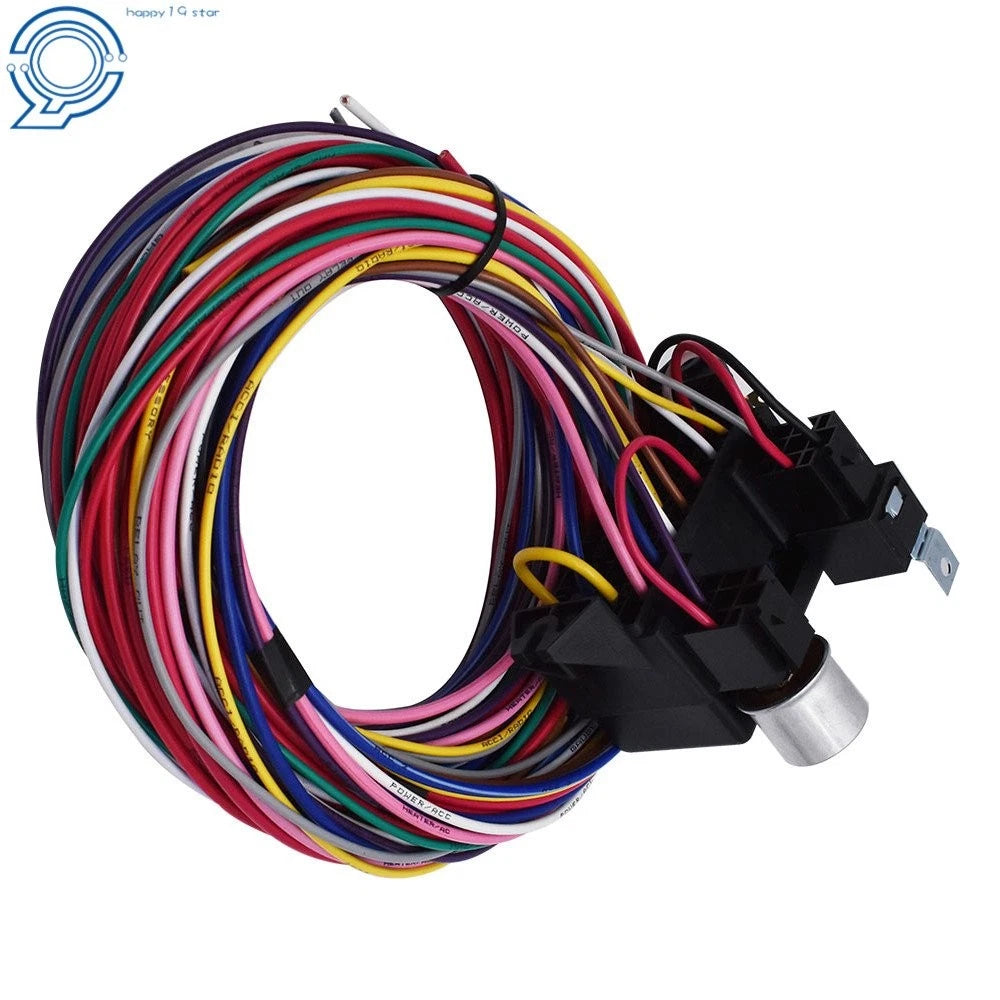 12 Circuit Wiring Harness for Street Rods Classic Cars Hot Rods (14 Fuse)