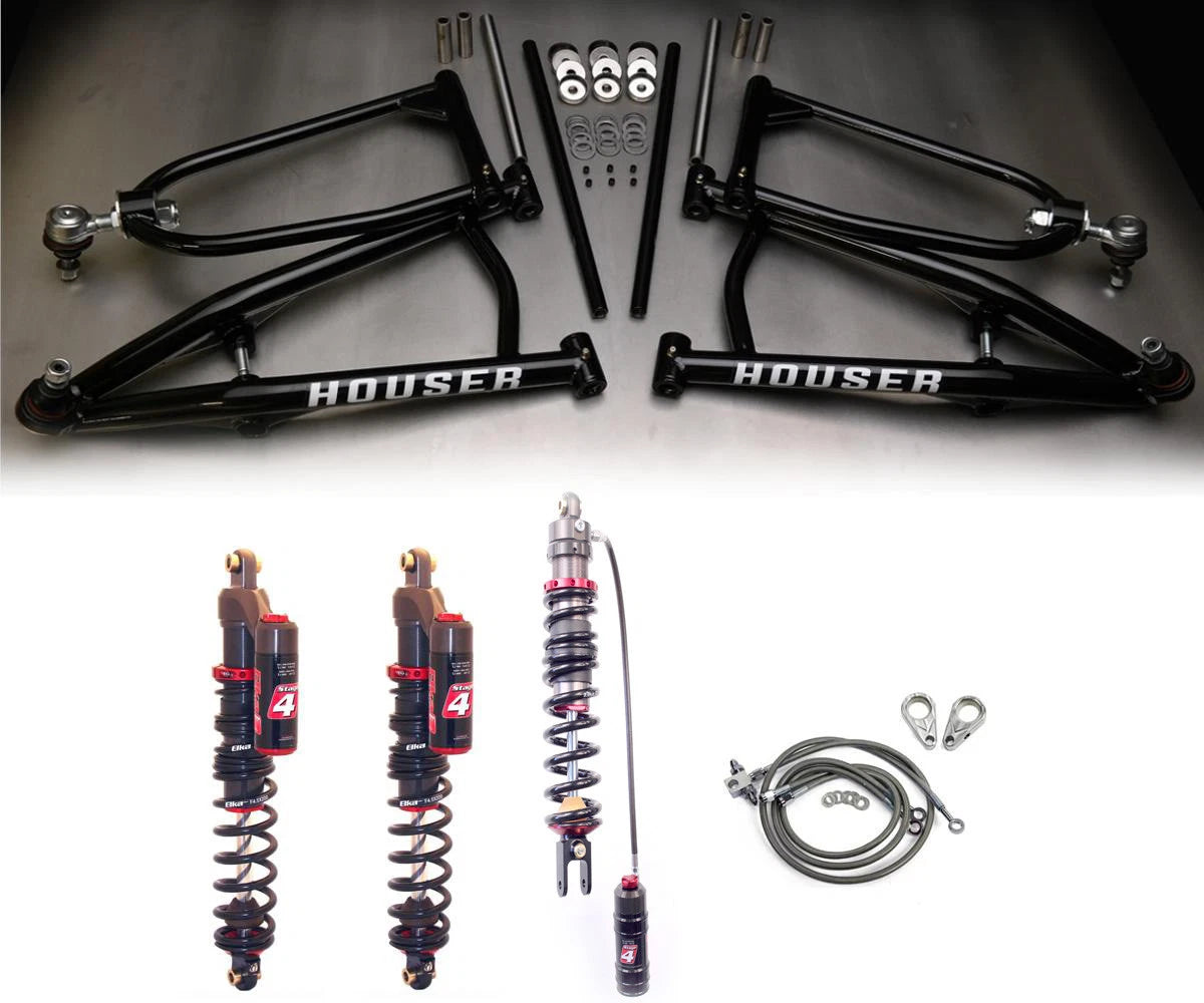 Houser MX Long Travel A-Arms & Elka Stage 4 Shocks for Yamaha Raptor 700 (2006–2023)
