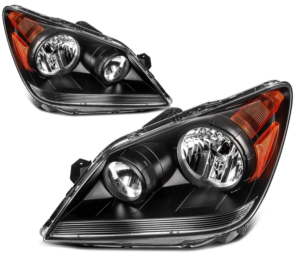 Pair Headlight Assemblies for Honda Odyssey (2008–2010) Black Amber Reflector