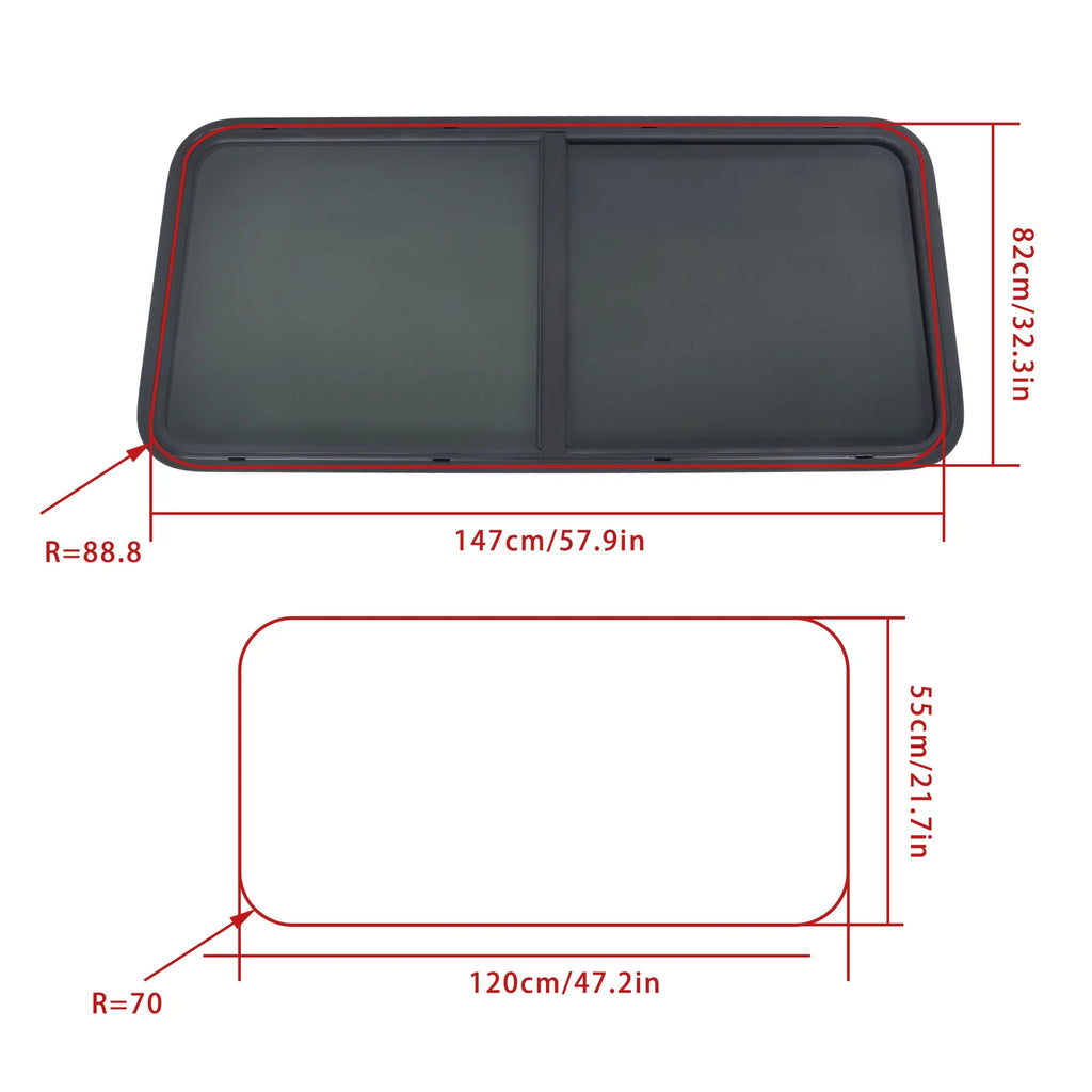 48" Horizontal Slider RV Window for Cargo Trailer (with Screen)