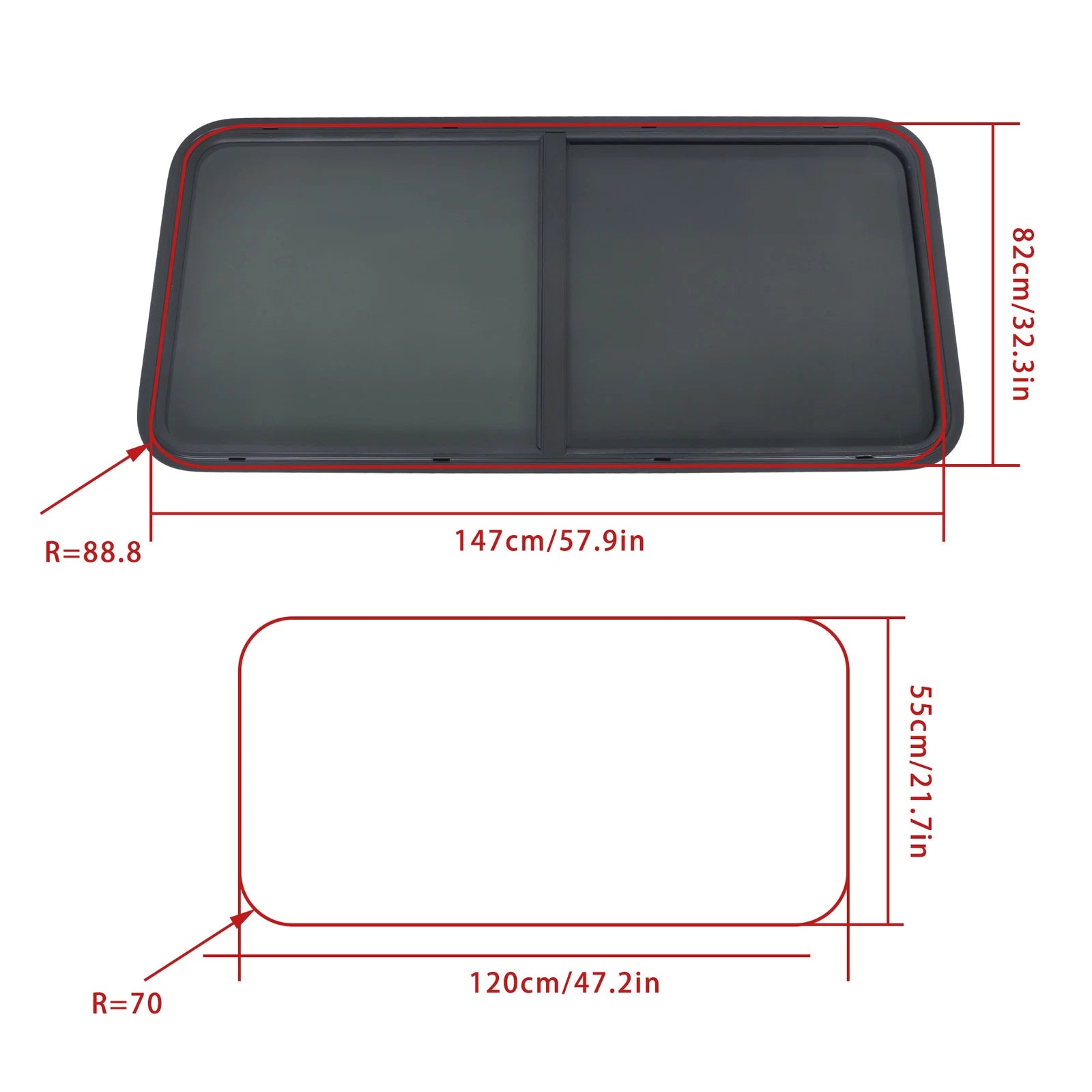 48" Horizontal Slider RV Window for Cargo Trailer (with Screen)