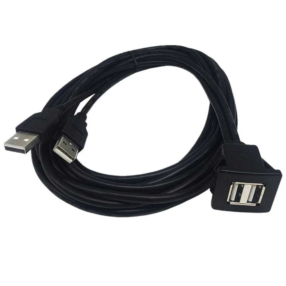 USB 2.0 Dual Male to Female Extension Cable for M Car Dashboard