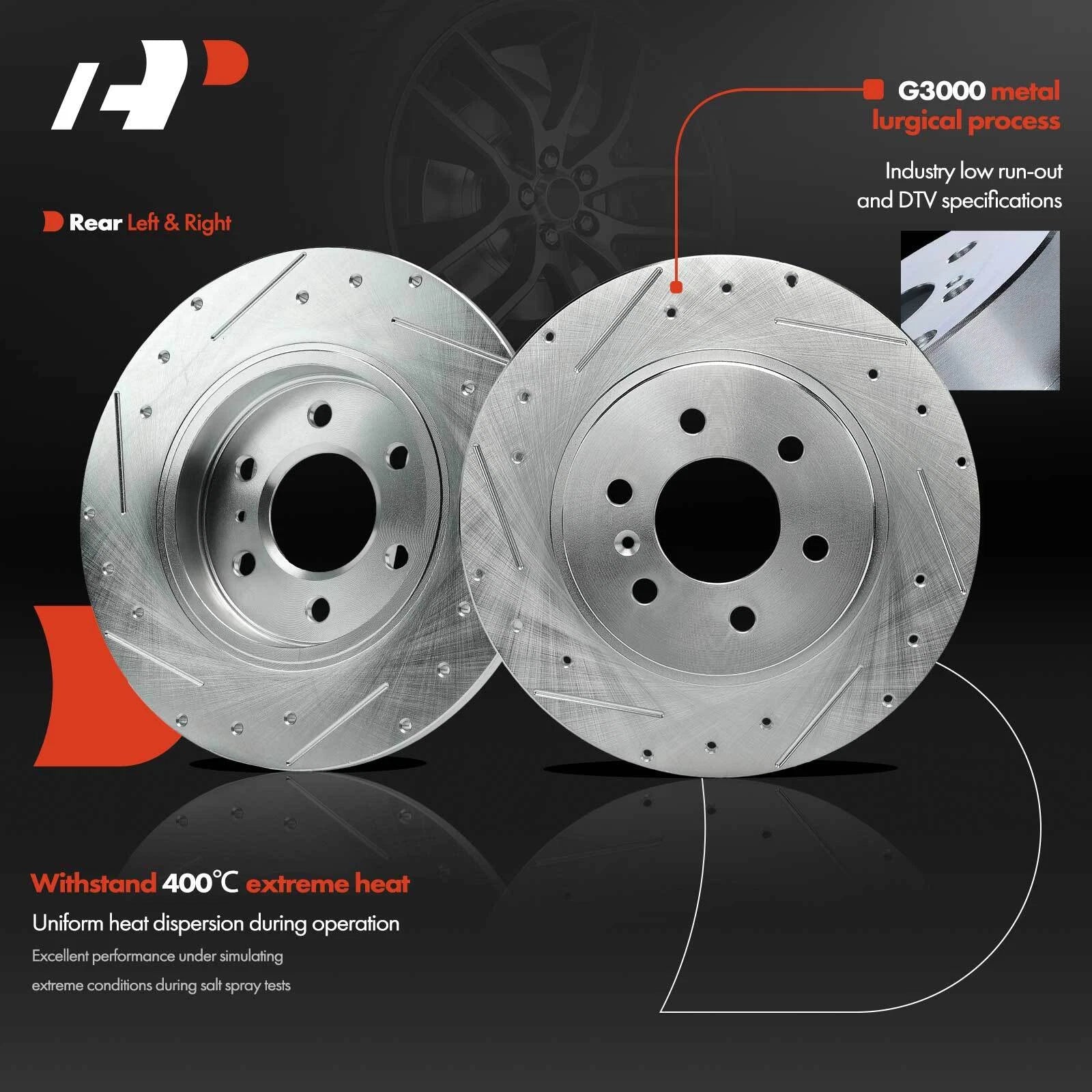 Front & Rear Side Drilled Brake Rotors for Buick Chevy Pontiac Saturn (1998–2008)