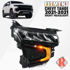 LED Headlight for Chevy Tahoe (2021–2024) w/ Halogen Turn Signal, Passenger Side