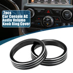 2X Console Audio Volume Knob Ring Cover for Jeep Grand Cherokee (2014–2020) Black