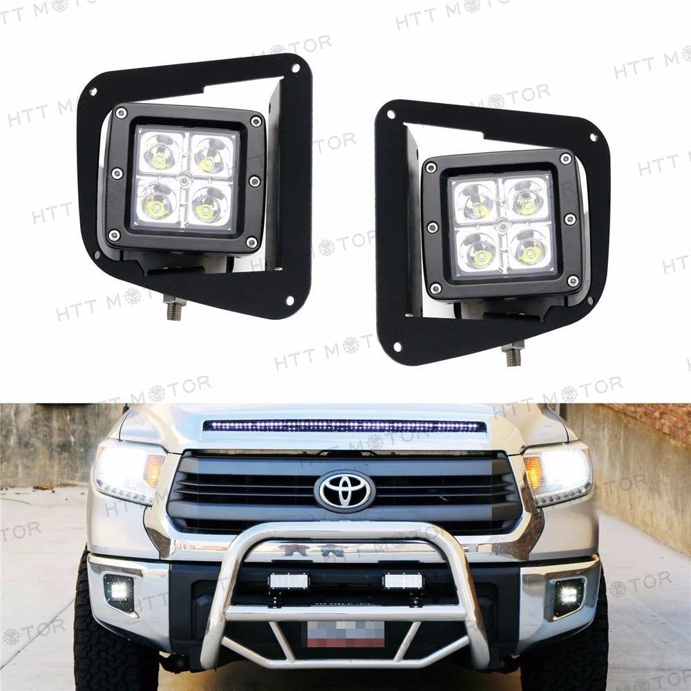 2X 12W Cree LED Fog Lights for Toyota Tundra (2014–2023) with Mounting Bracket