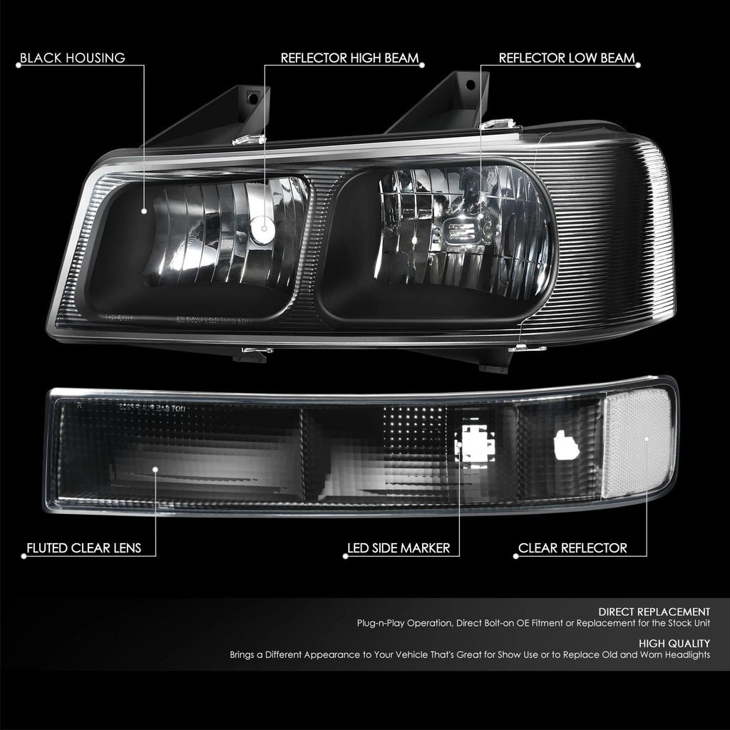 Headlights with Signal Bumper Lamps for Express Savana 1500 2500 3500 (2003–2022)