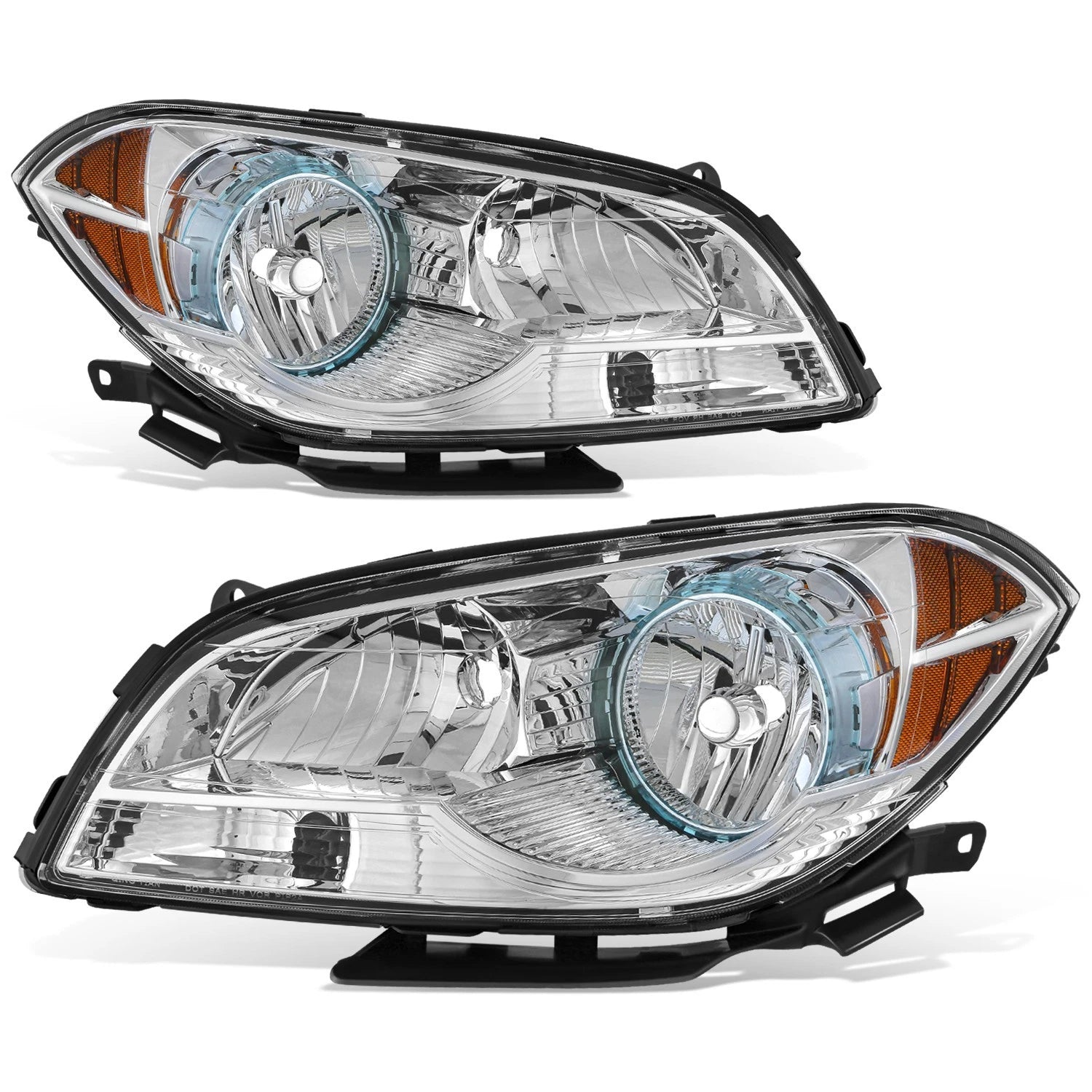 Factory Style Chrome Housing Amber Corner Headlights for Chevrolet Malibu (2008–2012)
