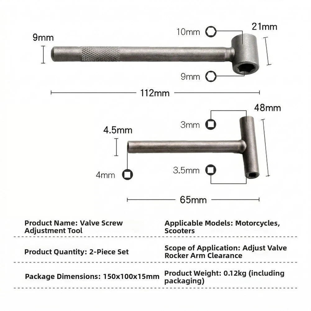 2 Piece T Shape Metal Wrench Set for Motorcycle Scooter