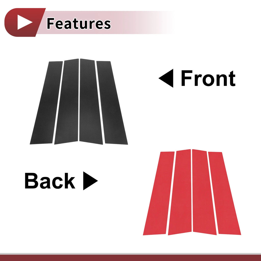 Set of 4 Car Door Pillar Window Trim for Toyota Yaris Cross (2020–2025) Carbon Fiber