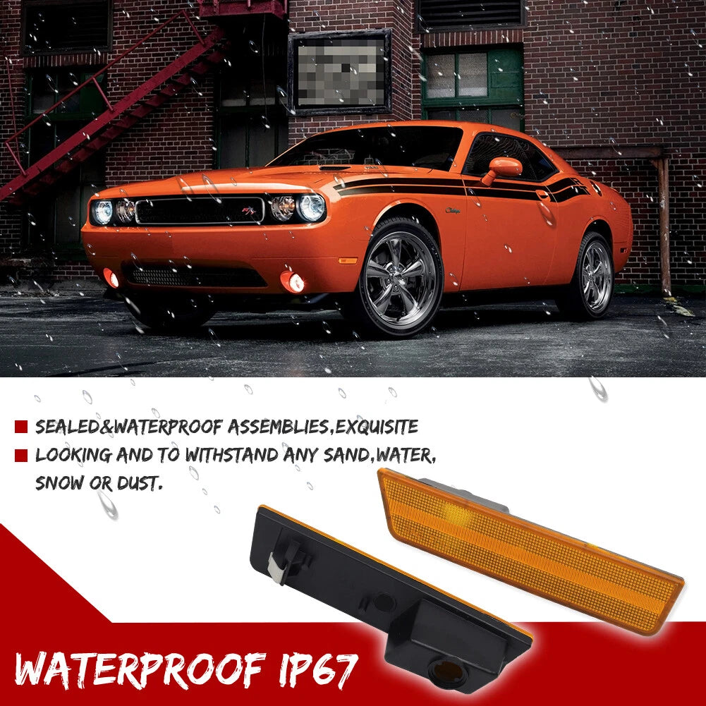 Set of 2 Front Fender Side Marker Light Housings for Dodge Challenger (2008–2014)