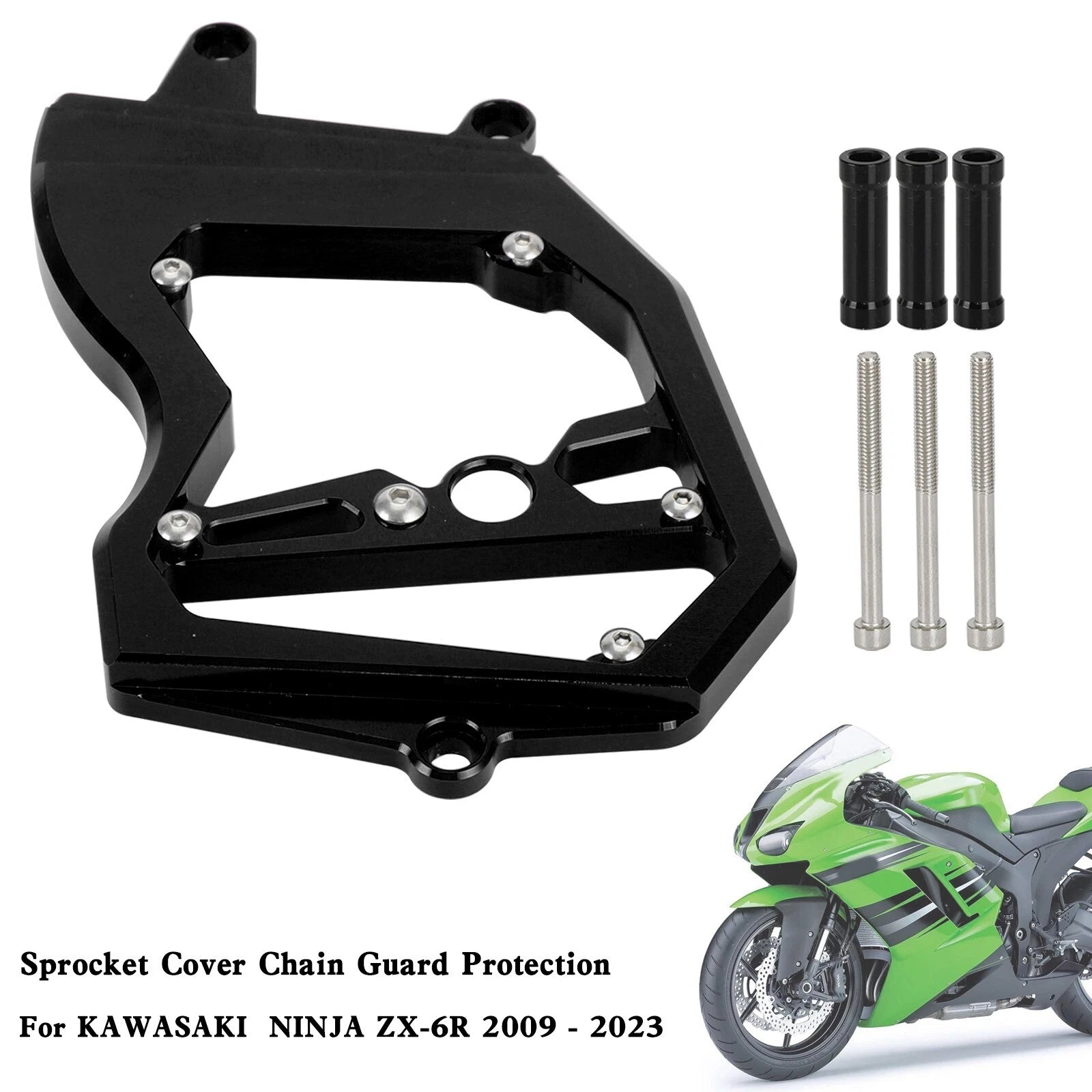 Front Sprocket Cover Chain Guard for Kawasaki Ninja ZX-6R (2009–2023) Black T9