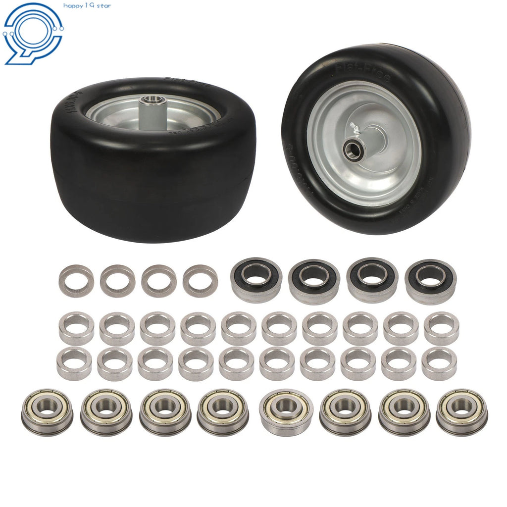 Set of 2 Flat Free Tire and Wheel Assembly for Riding Lawn Mower