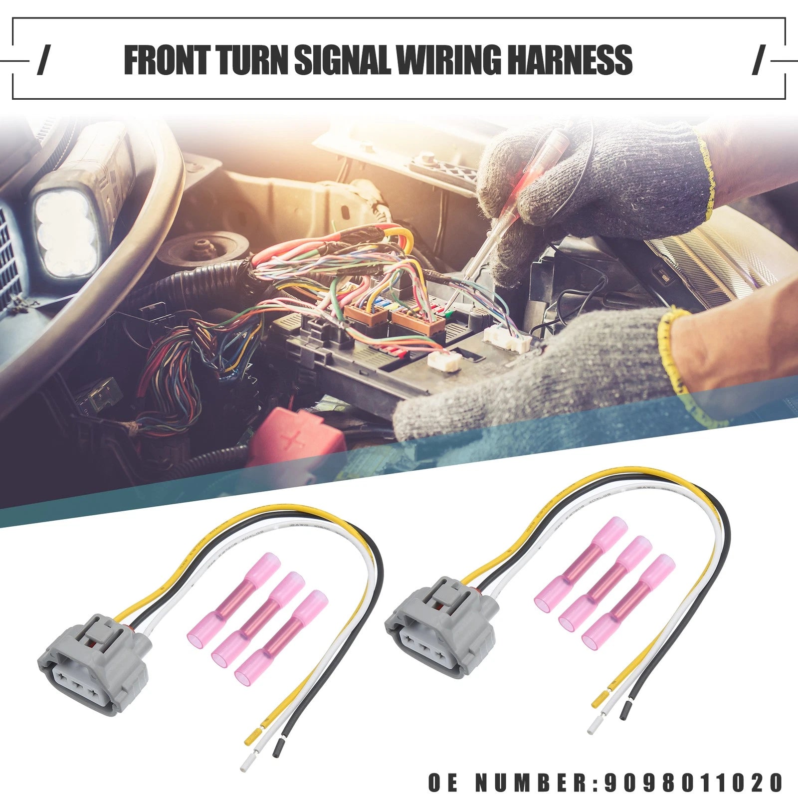 Front Turn Signal Wiring Harness Connector Plug for Toyota (1 Set)