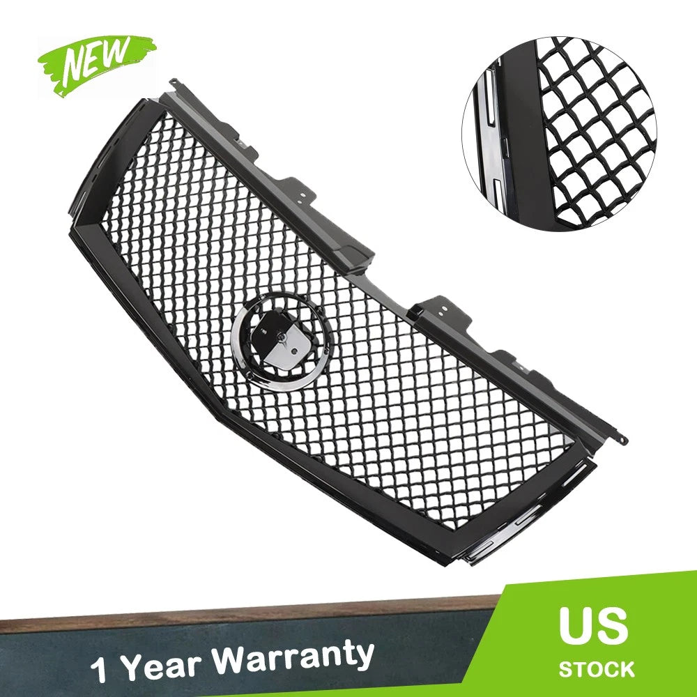 Front Upper Grille Replacement Set for Cadillac CTS (2008–2013) Gloss Black