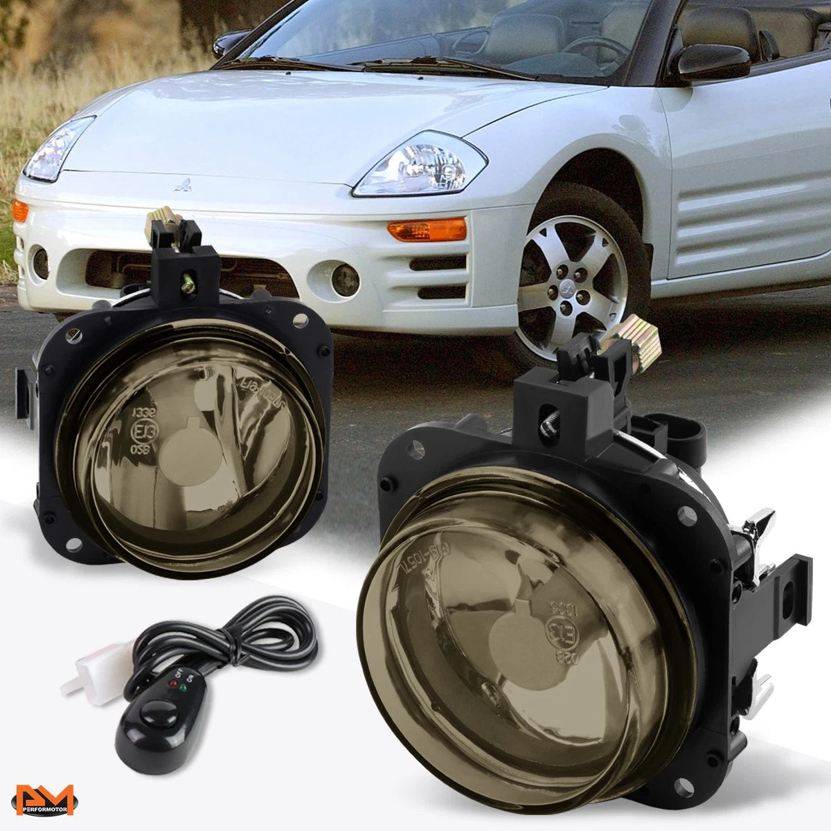 Set of 2 Smoked Lens Fog Lights with Switch for Mitsubishi Eclipse/Galant (2002–2008)