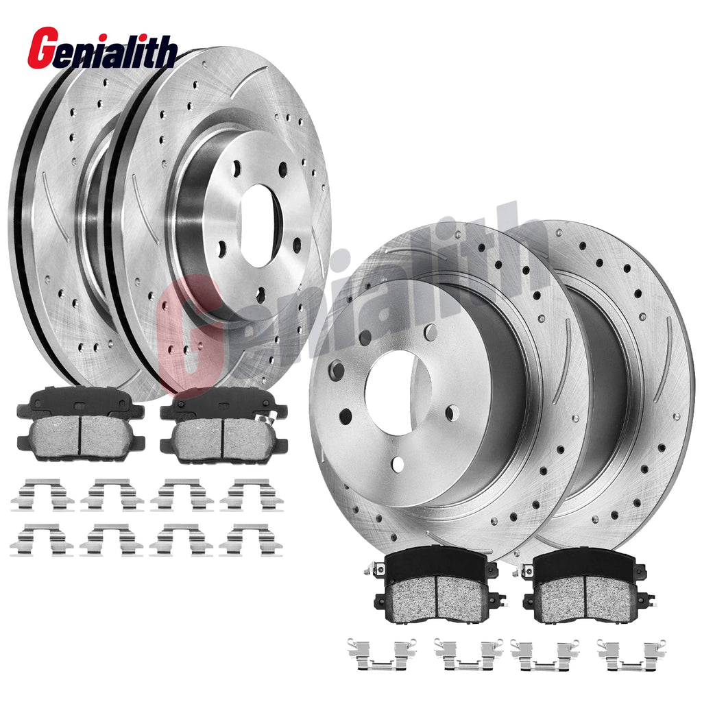 Front Rear Drilled Rotor Brake Pad for Nissan Frontier Xterra Equator (2005–2015)