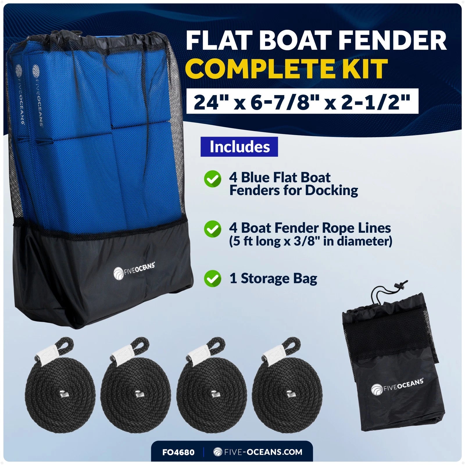 Set of 4 Boat Fenders for Contour Bumpers (24" x 6-7/8" x 2-1/2")
