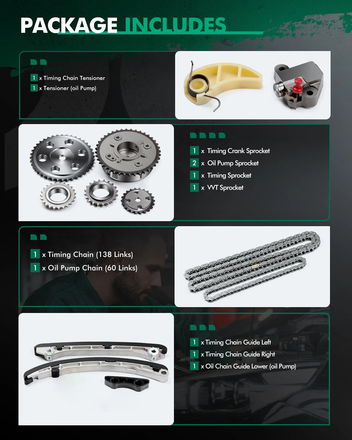 Timing Chain Kit for Mazda 3 6 CX-7 2.3L L4 Turbo (2007–2013)