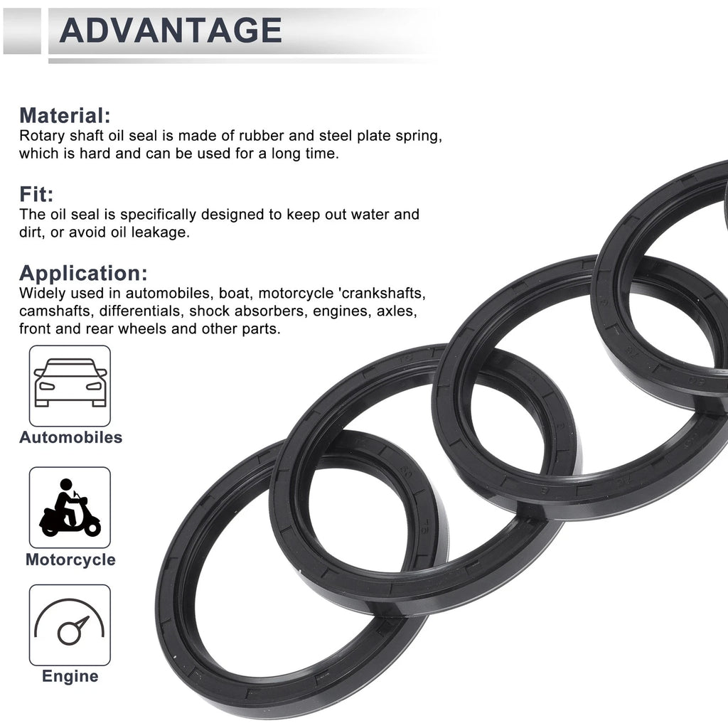 Set of 5 Oil Seal Ring for Rotary Shaft 60x75x8mm NBR Rubber