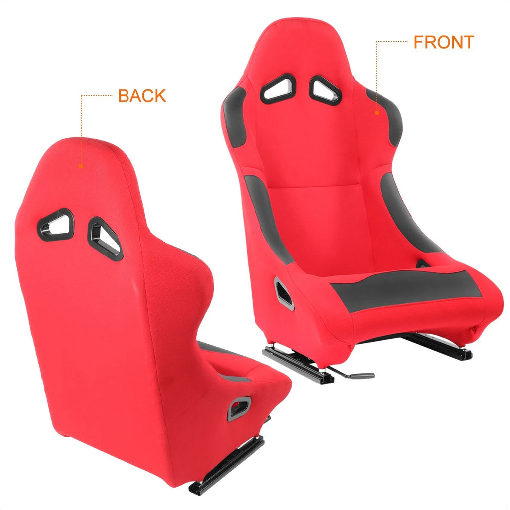 2Pcs Fixed Back Racing Bucket Seats for Universal Fit (21.5"W X 22"D X 36"H)