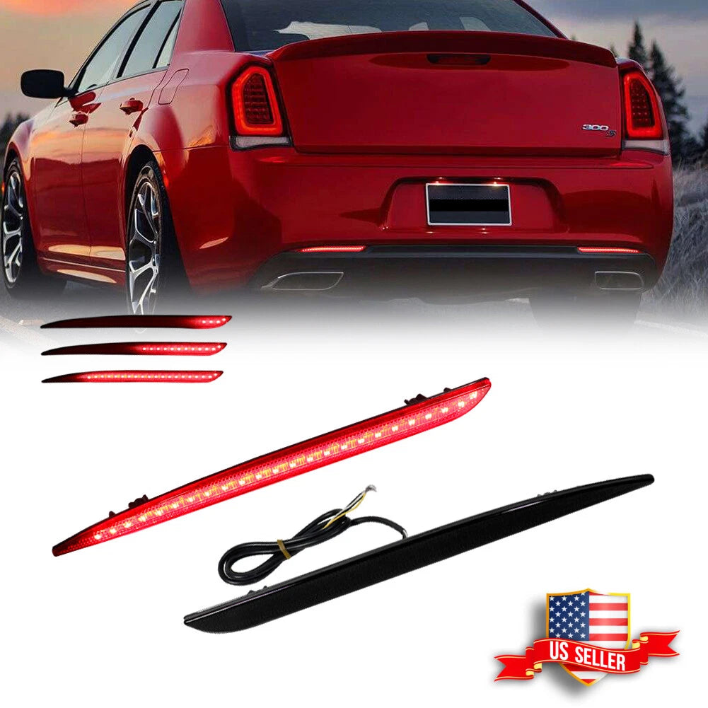 LED Smoked Rear Bumper Reflectors for Chrysler 300 (2015–2022)