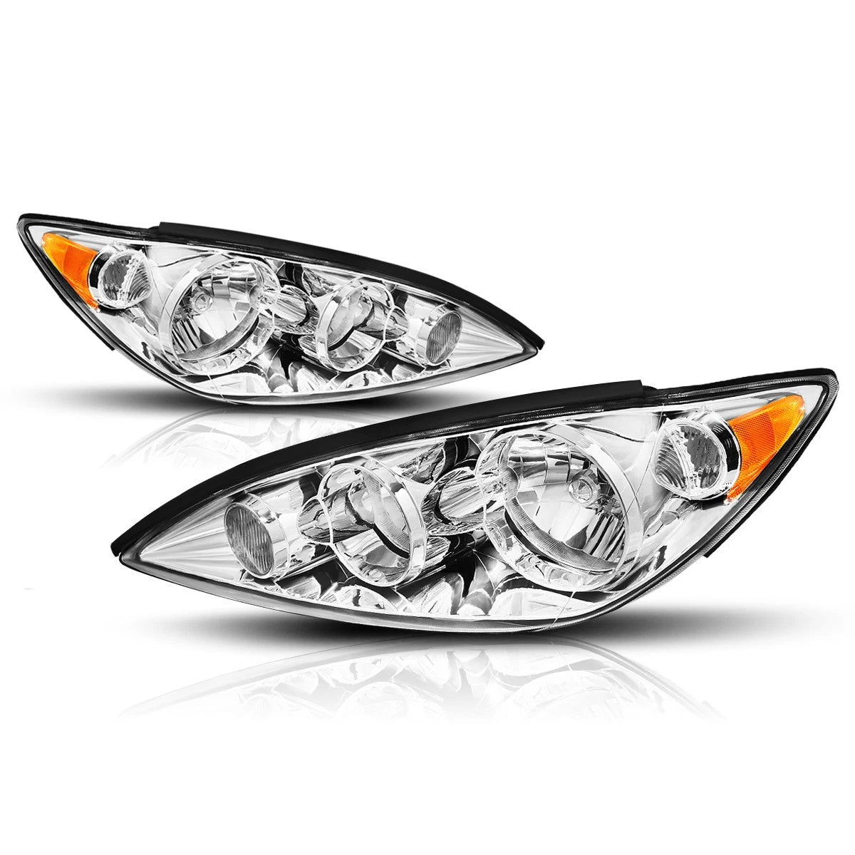 Chrome Housing Headlight & Amber Side Corner Signal Lamp Pair for Camry XV30 (2005–2006)