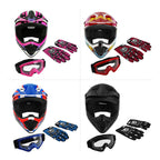 Youth Full-Face ATV Motorcycle Helmet for Kids + Goggles + Gloves