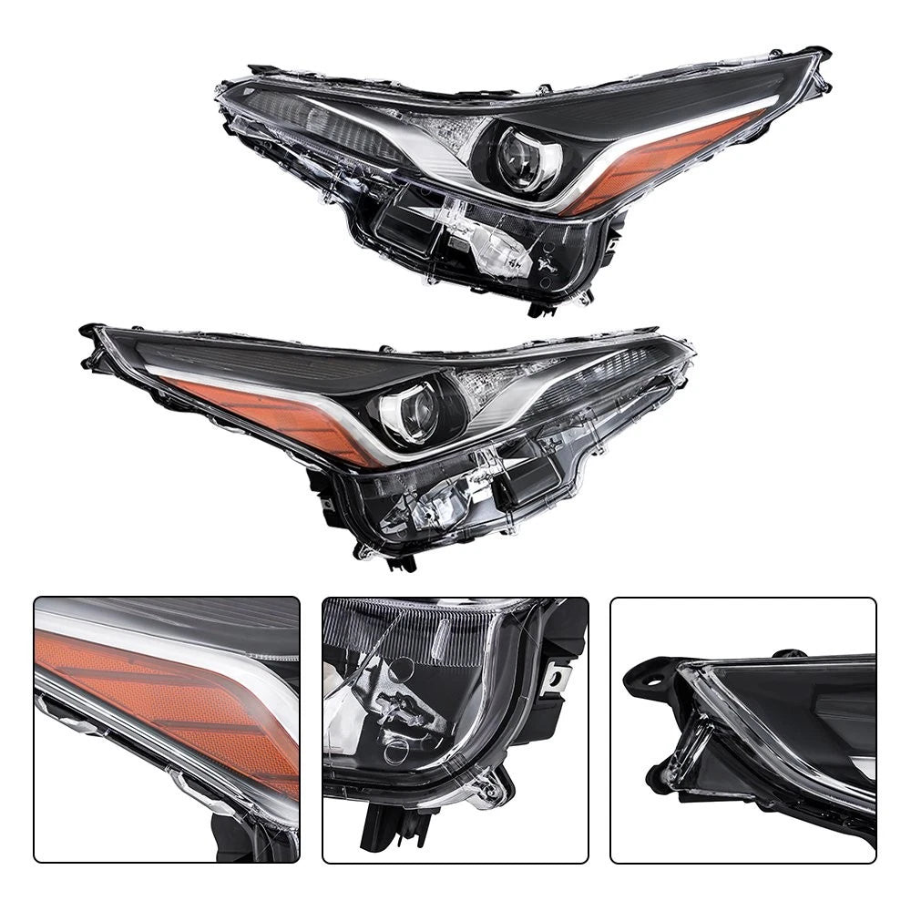 Set of 2 Front Headlights for Toyota Prius (2019–2022) Clear
