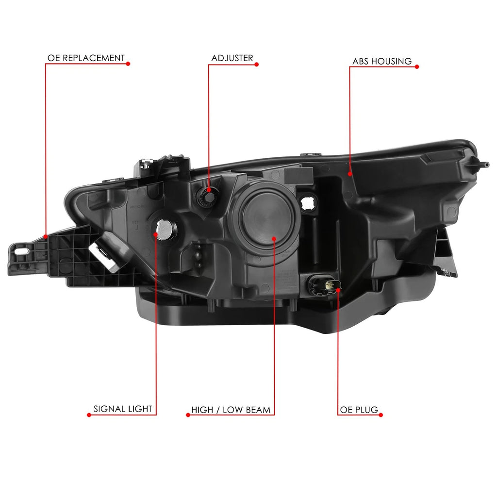 Passenger Side Headlight for Ford Taurus (2013–2019) OE Style Black Amber