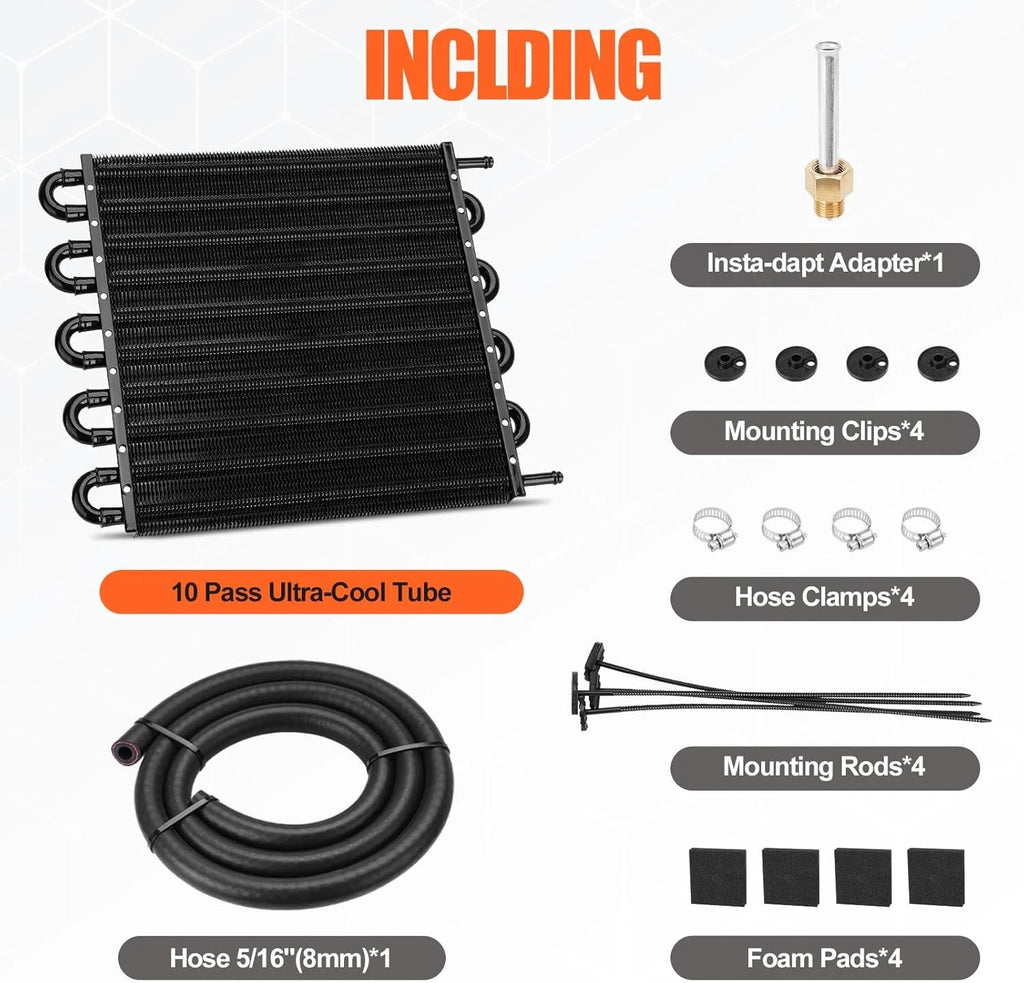 10 Row Transmission Oil Cooler Kit for Auto-Manual Radiator (Universal)