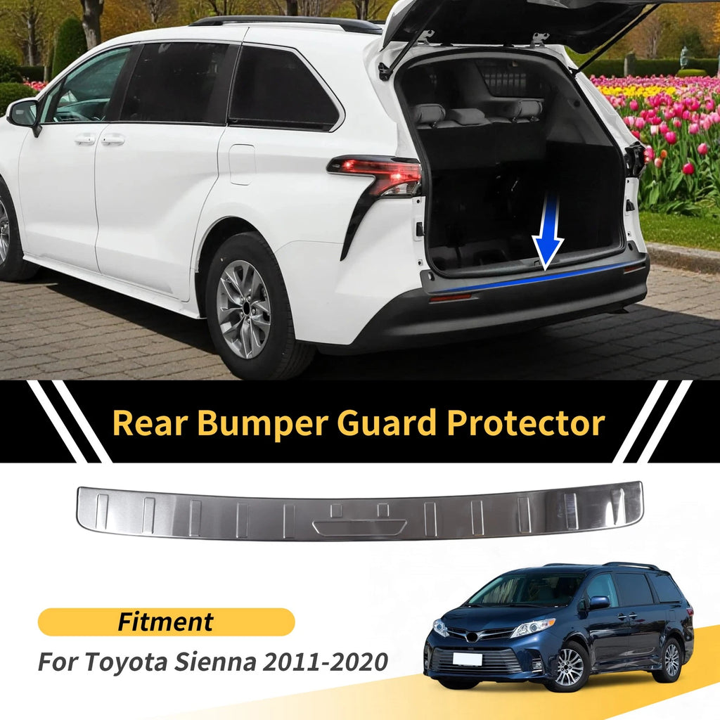 Rear Bumper Topper for Toyota Sienna (2011–2020) Silver Tone