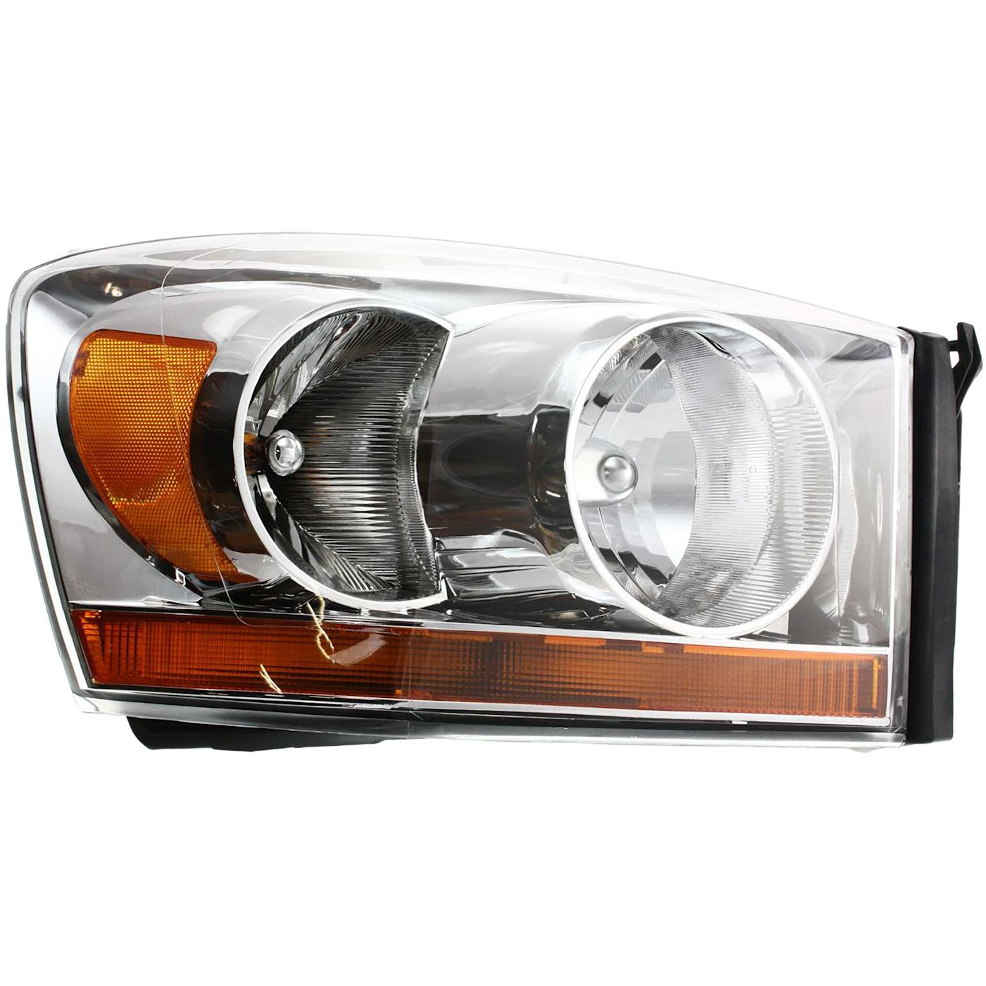 Headlight for Dodge Ram 1500 2500 3500 (2006) Right Chrome Housing with Bulb