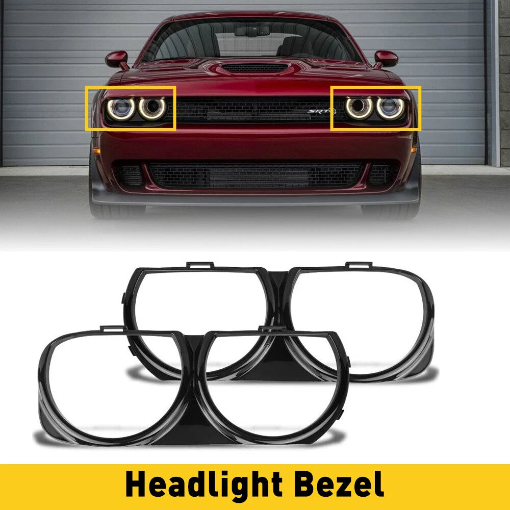 Pair Front Headlight Trim Covers for Dodge Challenger (2015–2020)