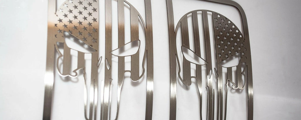 Speaker Cover Overlays Stainless Steel Punisher Emblem for 2011-2018 Jeep Wrangler