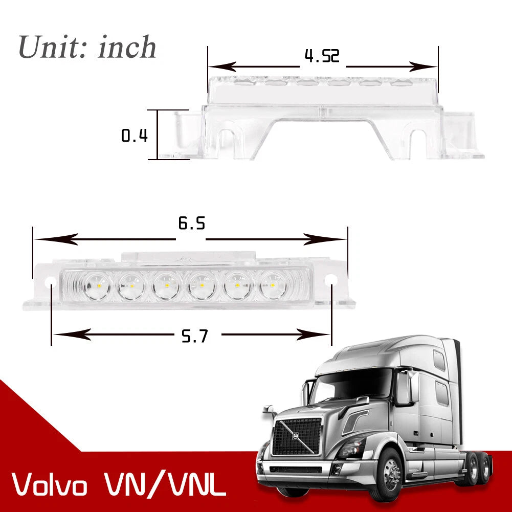 Set of 5 Clear Lens Amber LED Cab Roof Marker Lights for Volvo VN/VNL (2003–Present)