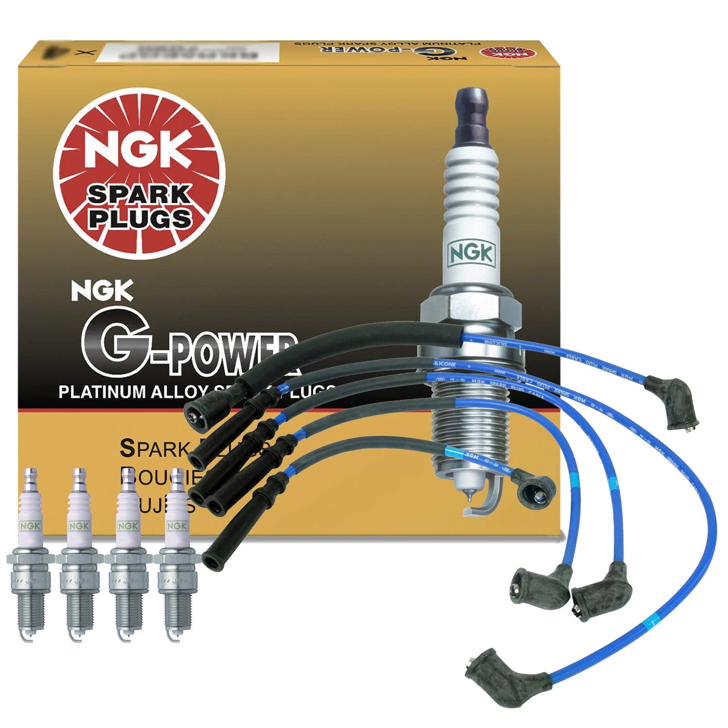 Set of 4 NGK G-Power Platinum Spark Plugs for Mazda 626 B2000 (1983–1992)