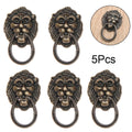 Set of 5 Antique Bronze Lion Head Door Pull Handles 28x48mm