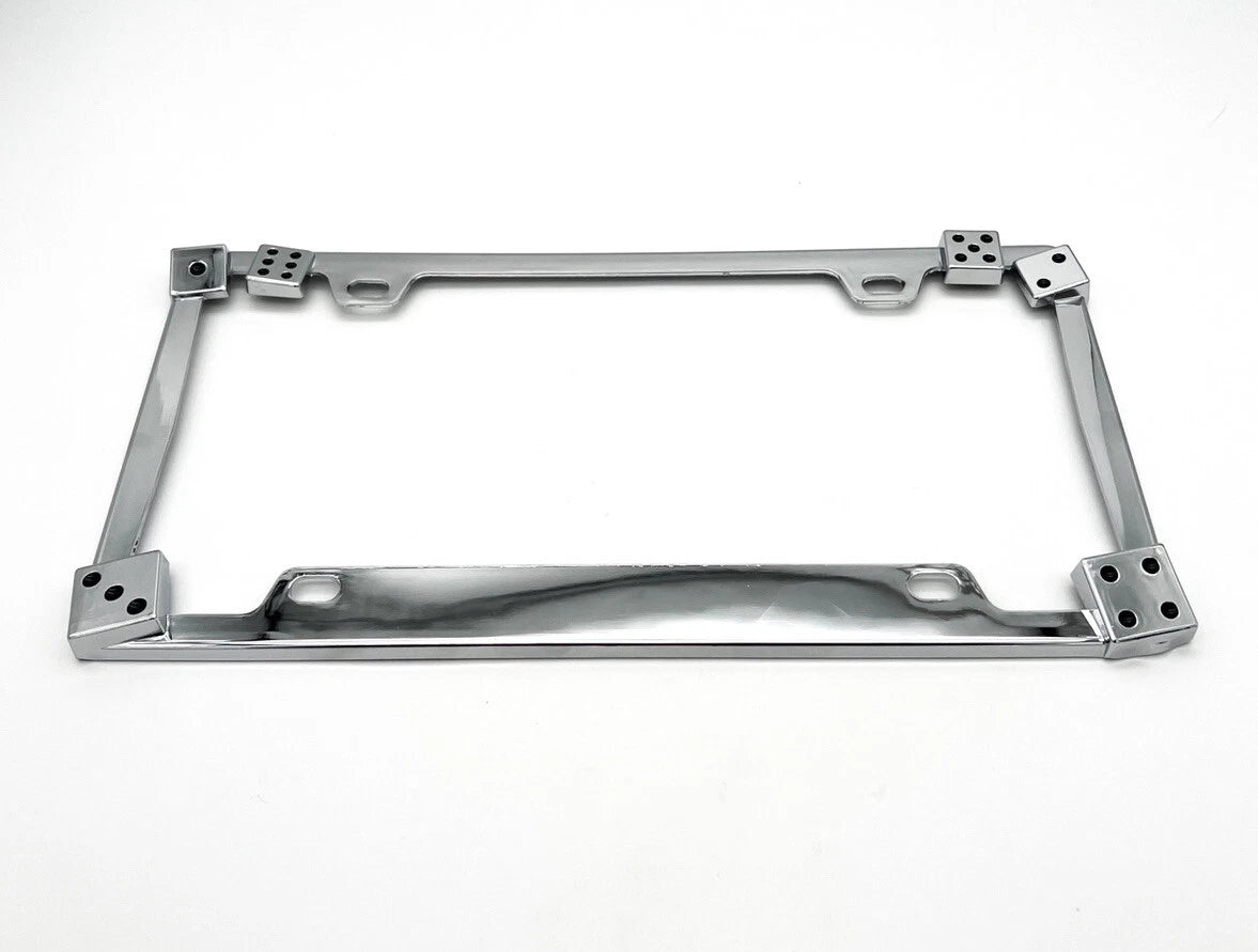 Chrome 3D Dice Metal License Plate Frame for Car Truck SUV (Universal)