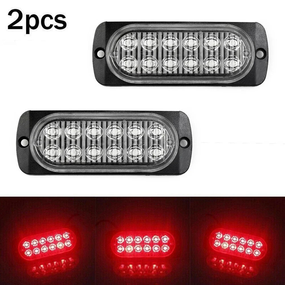 2 x Rear Red Fog 12Led Lamp Lights 12V To 24V for Truck Car/Van/Bus/Cab