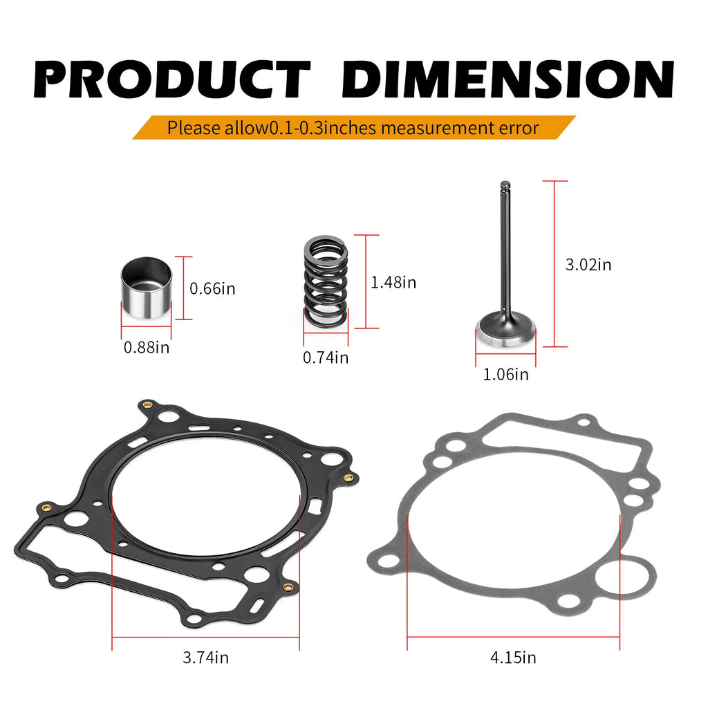 Intake Exhaust Valve & Gasket Seal Kit for Yamaha YFZ450 (2004–2009), YFZ450X (2008)
