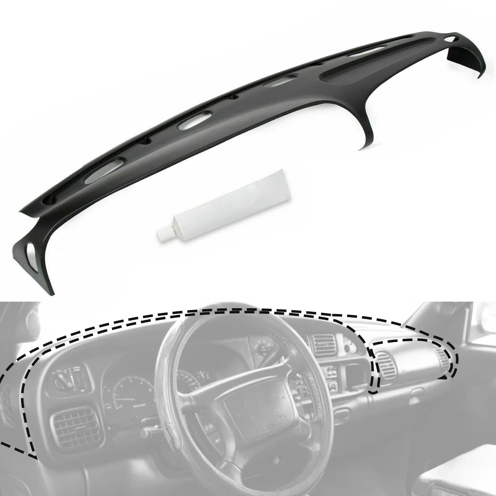 Front Upper Dashboard Cover Cap Bezel Overlay for Ram 1500 2500 3500 (1998–2002)