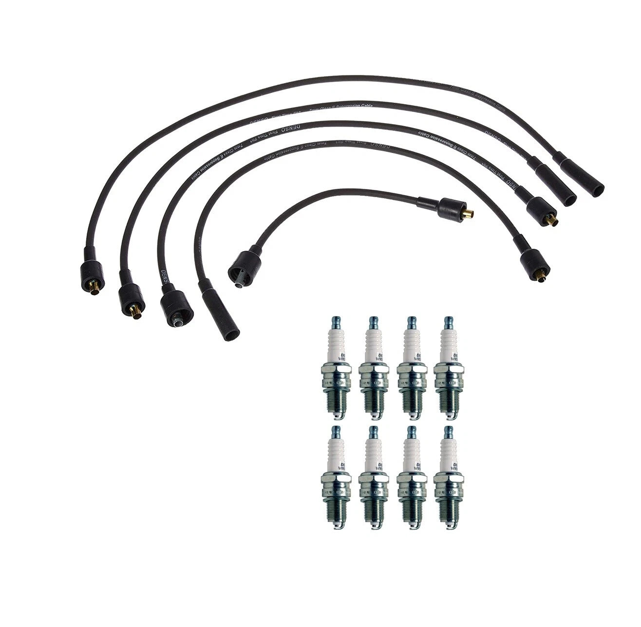 Denso 7mm Wire Set & 8 U-Groove Spark Plugs for Chrysler Dodge Plymouth V8