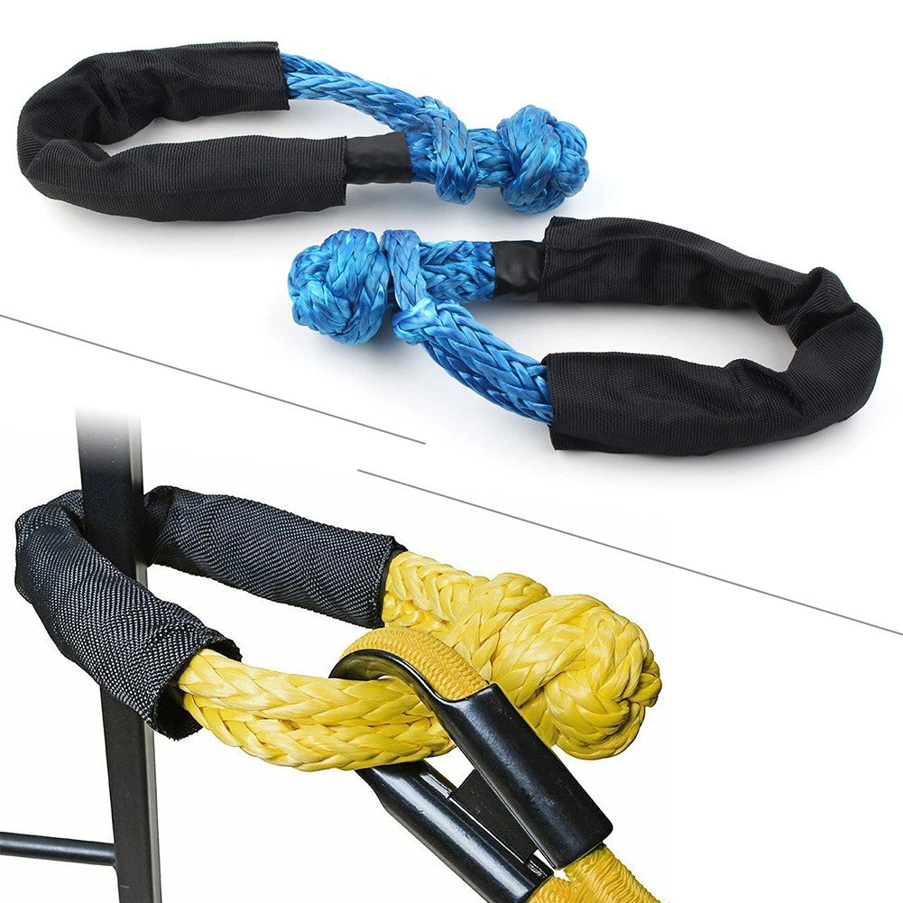 2X 1/2" Synthetic Soft Shackle Recovery Straps 38000 LBS Blue Pair