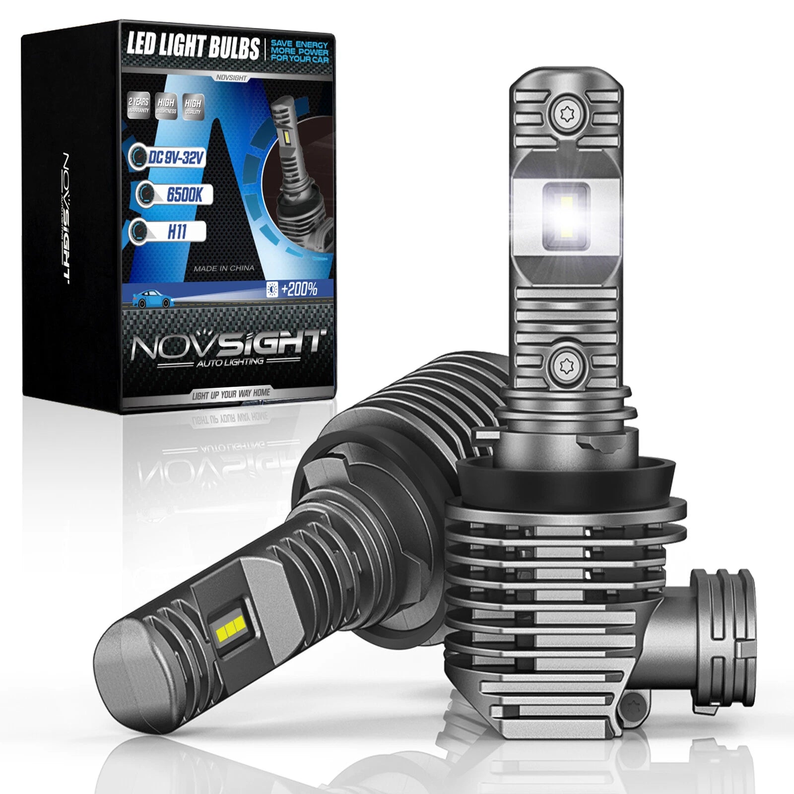 H11 LED Headlight Bulbs for Universal Fit (10000LM, 6500K, 40W)