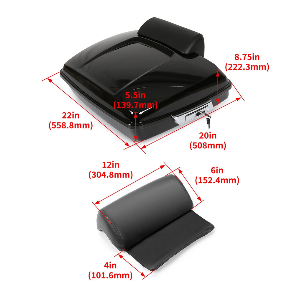 Black Razor Pack Trunk w/ Rack Latch for Harley Touring Road Glide (2014–2026)