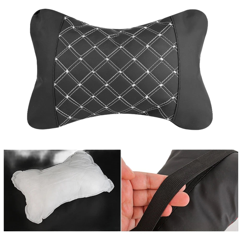 Frosted Leather Neck Pillow for Car (Ergonomic Design, PP Cotton Filling)