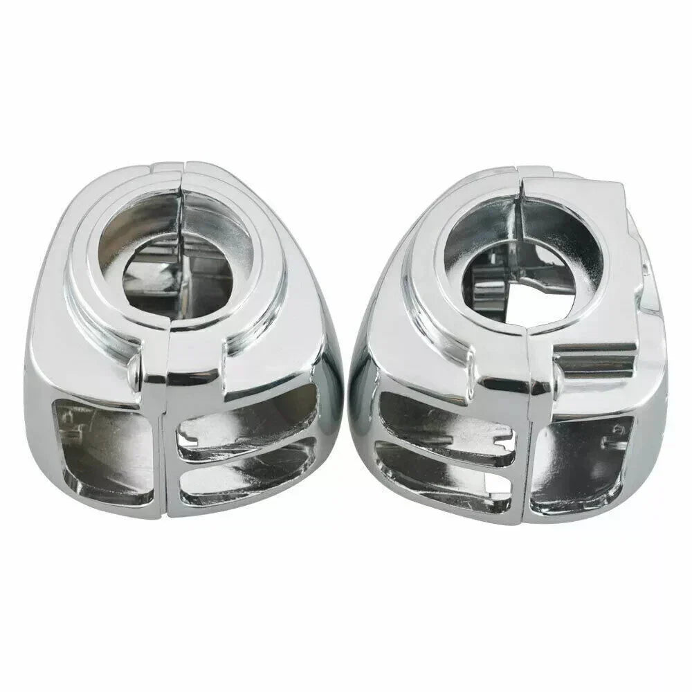 Chrome Switch Housing Covers + 6 x Hand Control Button Caps for Harley Softail