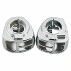 Chrome Switch Housing Covers + 6 x Hand Control Button Caps for Harley Softail